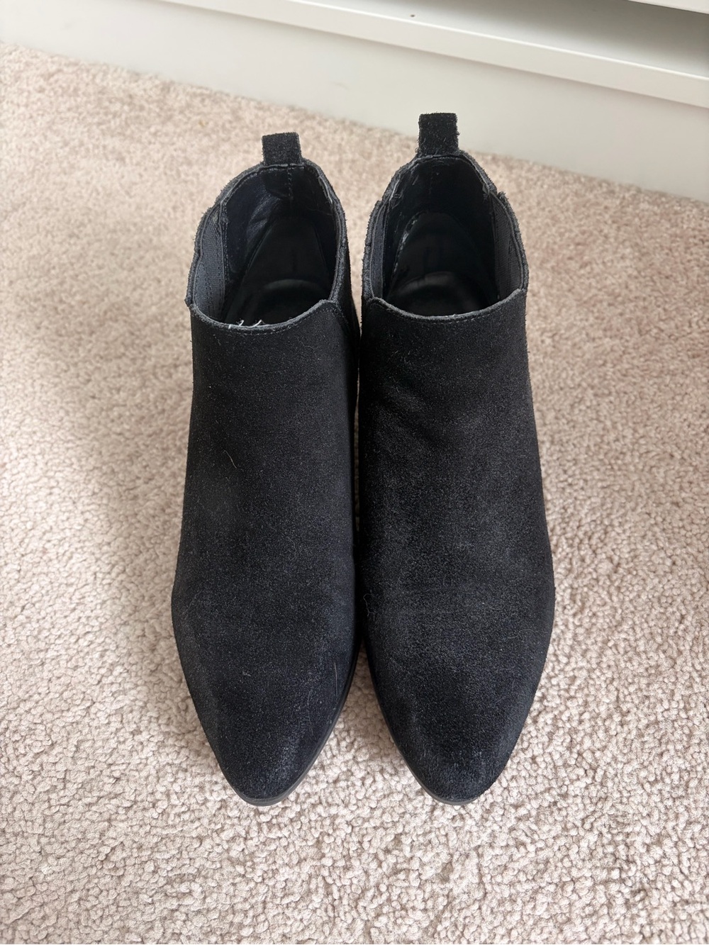 Crown Vintage Black Suede Pointed Toe Ankle Booties